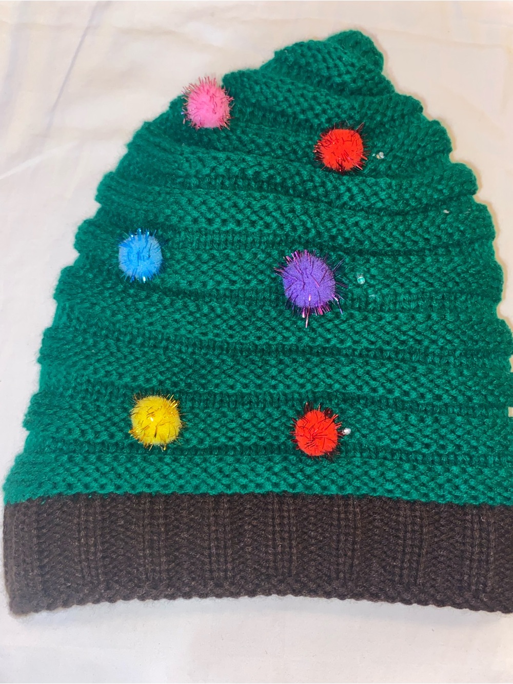 Kids Green Knit Light-up Hat with Colorful Pom Accents